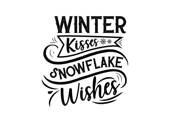 Winter Kisses Snowflake Wishes Grafica Design di T-shirt Di Fariya's Design