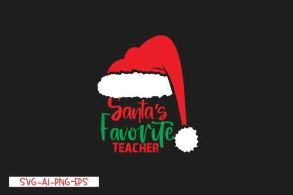 Santa’s Favorite Teacher Graphic T-shirt Designs By Pro Design