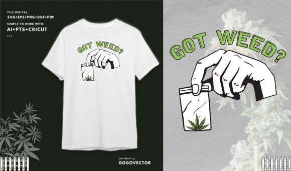Marijuana SVG and PNG Files, Weed Shirt Graphic Print Templates By Go Go Vector