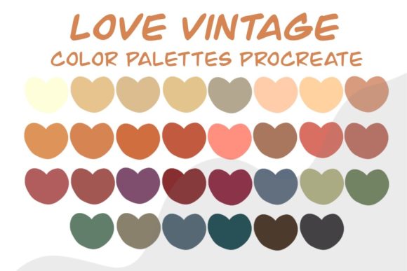 Procreate Color Palette Love Vintage Gráfico Complementos Creativos Por Khim08Studio