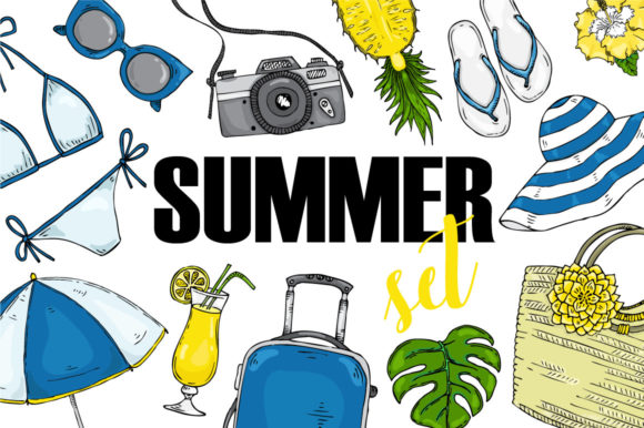 Fashion Vector Summer Set Illustration Illustrations Imprimables Par SassyDesign