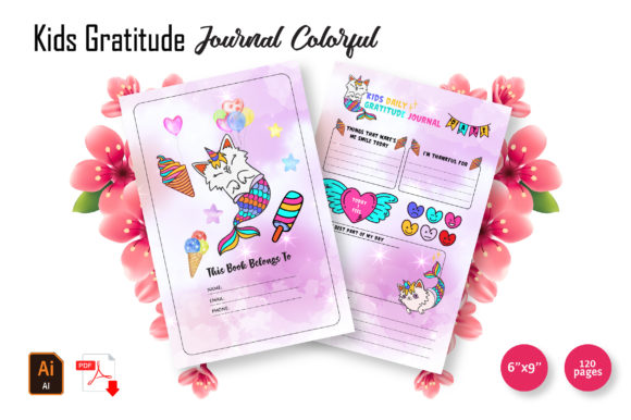 Kids Colorful Daily Gratitude Journal Graphic KDP Interiors By graphicsCave021