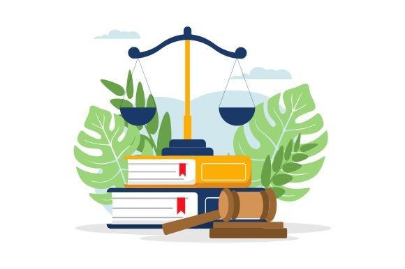 Law Firm, Common Lawyer Company Flat Des Gráfico Ilustrações para Impressão Por Redvy Creative