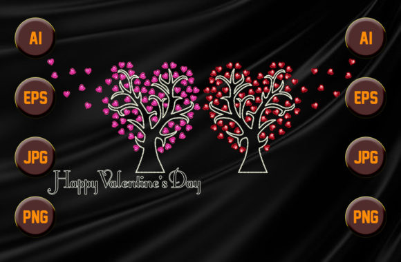 Diamond Valentine Love Tree Bundle 3 Graphic Graphic Templates By Teeemerch