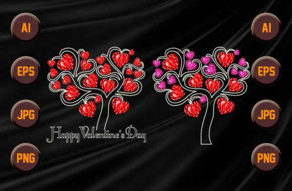 Diamond Valentine Love Tree Bundle 4 Graphic Graphic Templates By Teeemerch