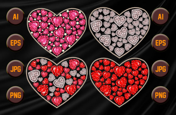 Pearl Diamond Valentine Heart Bundle Graphic Graphic Templates By Teeemerch