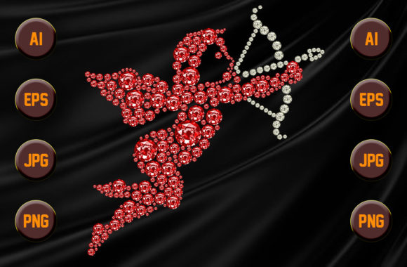 Red Diamond Rhinestone Valentine Cupid Graphic Graphic Templates By Teeemerch