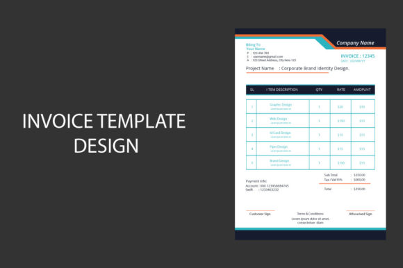 Invoice Form Design Template Vector Illustration Modèles d'Impression Par Creative T-shirt Designer