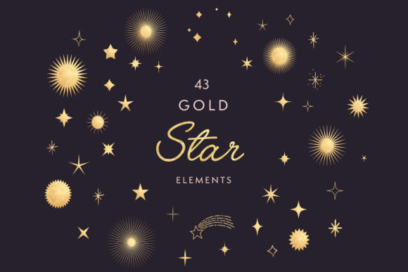 Gold Stars Gráfico Ilustraciones Imprimibles Por Pretty Decadent