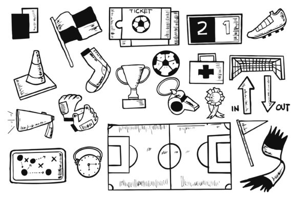 Hand Drawn Soccer Doodle Illustration Artisanat Par sabavector