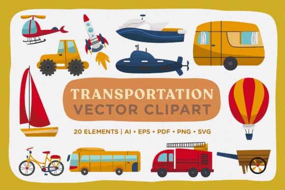 Transportation Vector Clipart Pack Graphic Illustrations By Telllu
