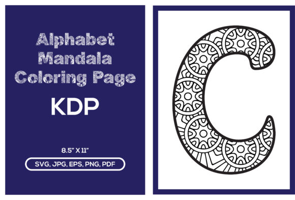 Alphabet Mandala Coloring Page & Grapgic Gráfico Páginas y libros para colorear Por Design Zone