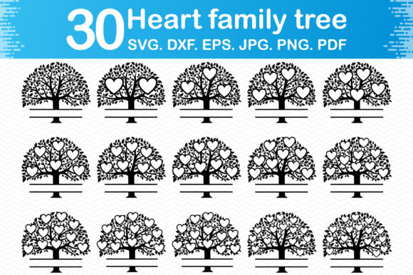 30 Heart Family Tree Reunion Clipart Graphic Crafts By BlueFlex
