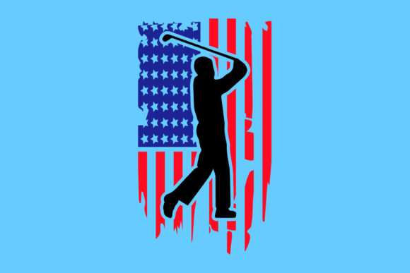 American Flag Golf SVG Illustration Artisanat Par Fabric Booth