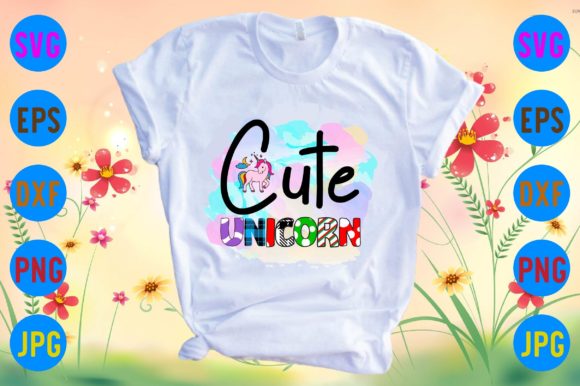Cute Unicorn Gráfico Diseños de Camisetas Por Sublimation_Bundle
