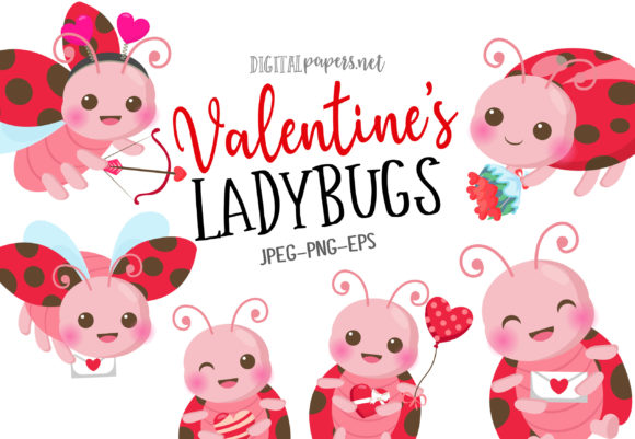 Valentine’s Ladybugs Graphic Illustrations By DIPA Graphics