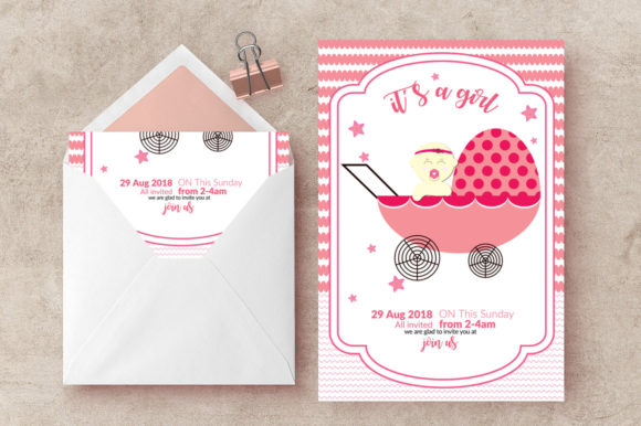 Baby Shower Invites Graphic Print Templates By Leza Sam