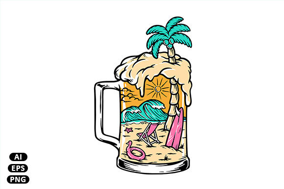 Beer and Beach Graphic Illustrations By Gunaone Design