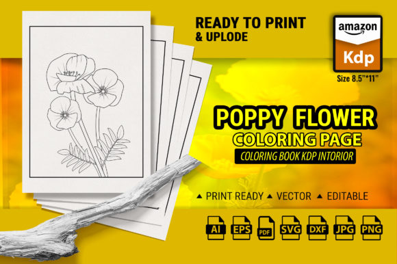 Poppy Flowers Coloring Page for Kids Graphic Coloring Pages & Books Kids By GraphicArt
