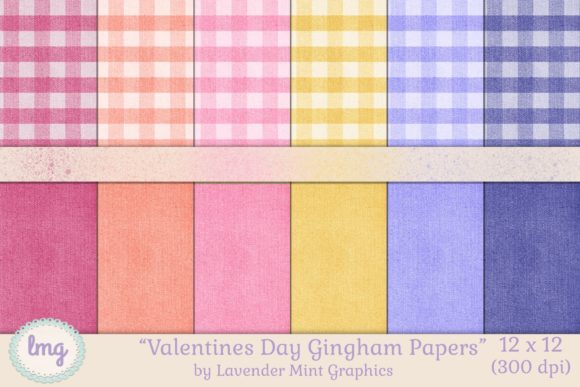 Valentines Day Pastel Gingham Papers Graphic Backgrounds By Lavender Mint Graphics
