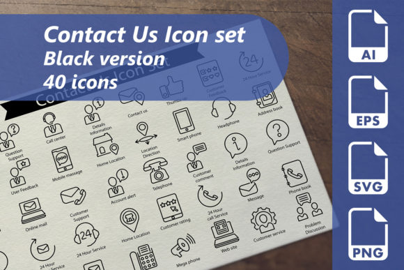 Contact Us Line Icon Set Grafik Symbole Von Icon Factory
