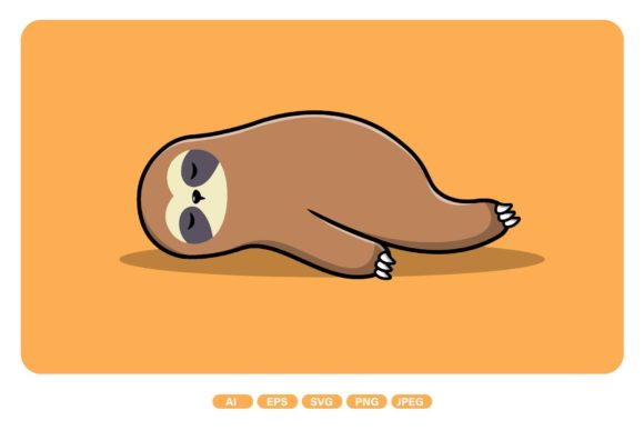 Cute Sloth Sleeping Illustration Graphic Illustrations By mokshastuff