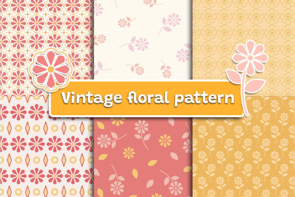 Vintage Flowers Pattern Graphic Print Templates By semu creative