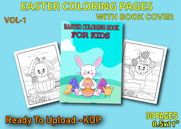 Easter Coloring Page with Cover Vol-1 Gráfico Páginas y libros de colorear para niños Por BOO. DeSiGns