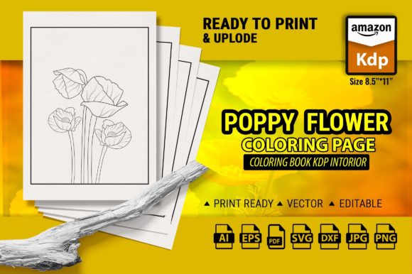 Poppy Flowers Colorign Pages for Kids Graphic Coloring Pages & Books Kids By GraphicArt