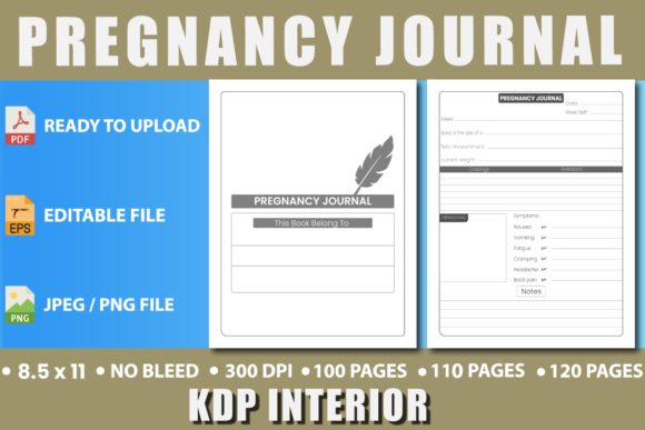 Pregnancy Journal Gráfico Interiores KDP Por My Design Hut