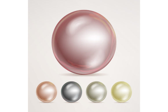 Realistic Pearls Isolated Vector. Set 3d Gráfico Iconos Por pikepicture