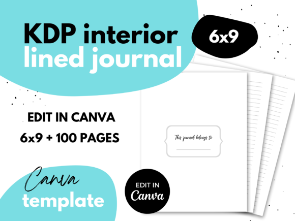 KDP Lined Journal ⋆ Canva Template ⋆ 6x9 Graphic KDP Interiors By Mel Kelly Designs