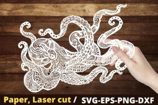 Octopus Paper Cut File, Kraken SVG Gráfico Manualidades Por Cnxsvg 1