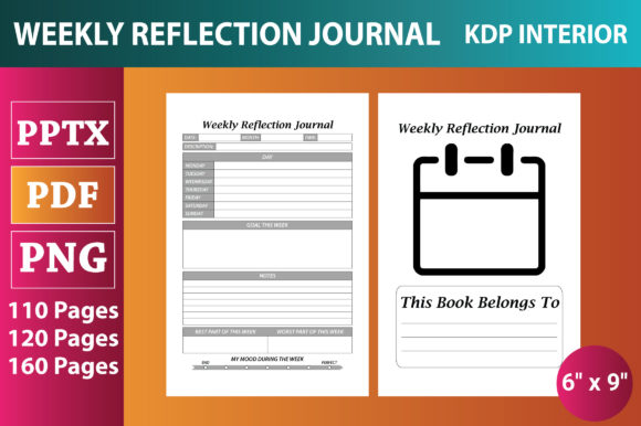 Weekly Reflection Journal Illustration Intérieurs KDP Par Fantasy Butterfly