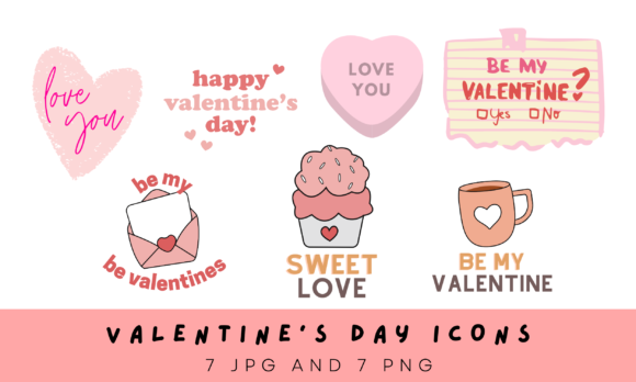 Be My Valentines Clipart Set Gráfico Ilustraciones Imprimibles Por Paper Clouds Studio