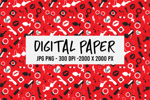 Digital Paper with Sex Toys Illustration Modèles de Papier Par Art's and Patterns
