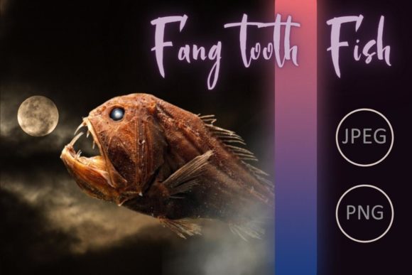 Fang Teeth Fish Grafika Ilustracje do Druku Przez Affluent Designs