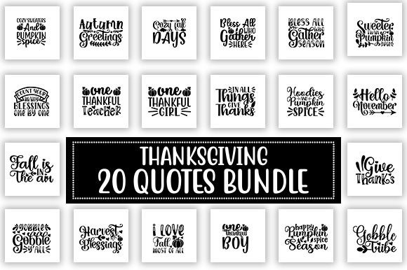 Thanksgiving 20 Quotes Bundle Graphic Crafts By Tshirt_Bundle