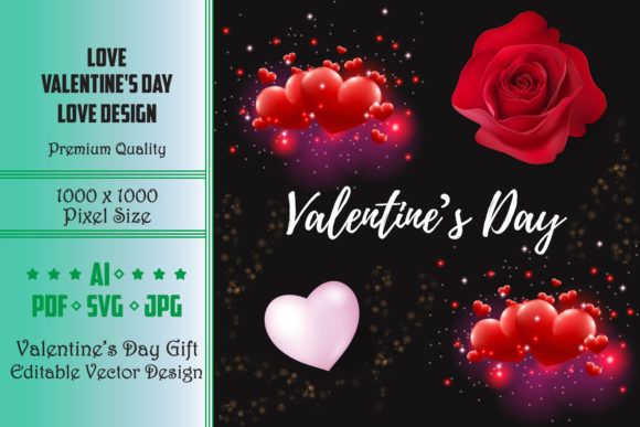 Valentines Day Vector Black Background Gráfico Planos de Fundo Por trendyart