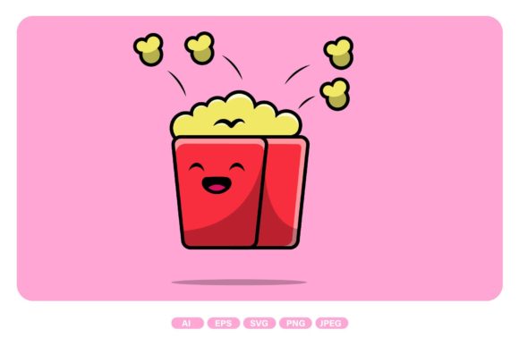Cute Popcorn Graphic Icons By mokshastuff