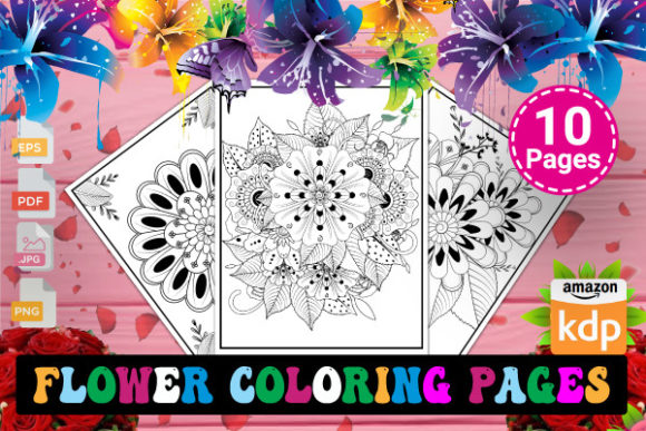 Flower Coloring Pages Gráfico Páginas y libros para colorear Por Design Shop