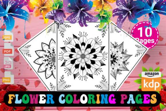 Simple Coloring Pages of Flowers Gráfico Desenhos e livros para colorir Por Design Shop