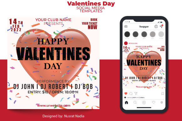 Valentine's Day Templates Design Grafika Szablony do Druku Przez atondri01