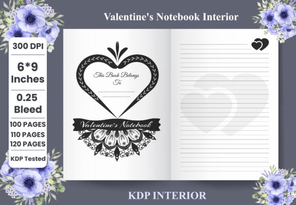 Valentine's Notebook KDP Interior Gráfico Interiores KDP Por Qreative_Angels