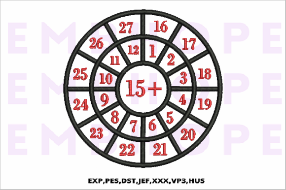 Addition Wheel 15 + School & Education Embroidery Design By EMBHOPE