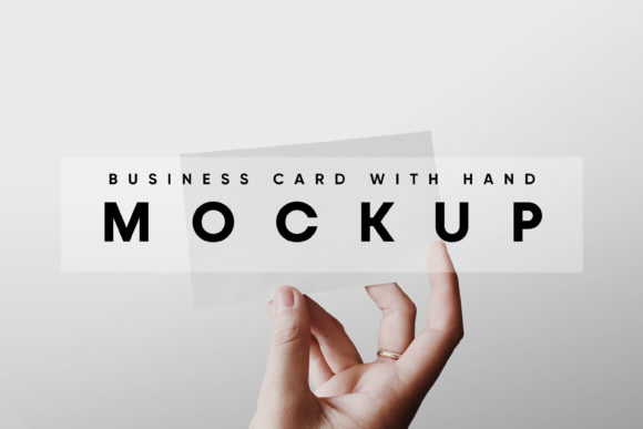 Business Card with Hand Mockup Gráfico Mockups de Productos Diseñados a Medida Por MockupForest