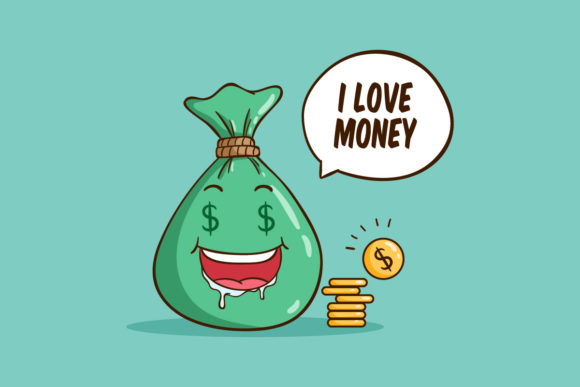 Funny Money Bag Character Expression Grafica Illustrazioni Stampabili Di PadmaSanjaya