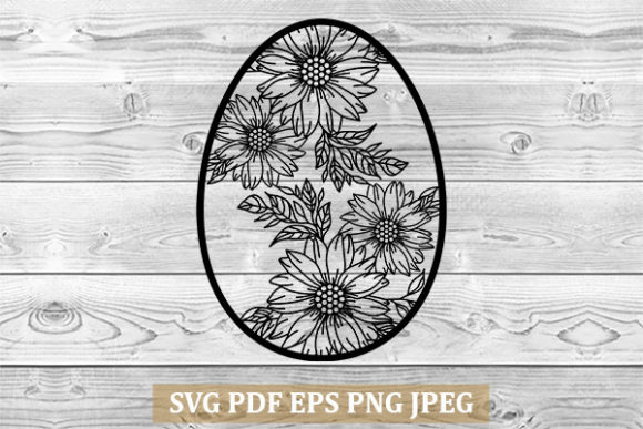 Flower Egg Svg, Egg Svg, Easter Svg Gráfico Manualidades Por Craft Box