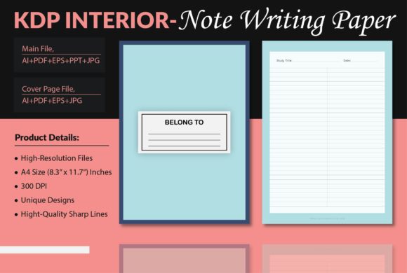 Note Writing Paper - KDP Interior Graphic KDP Interiors By Finer Designers