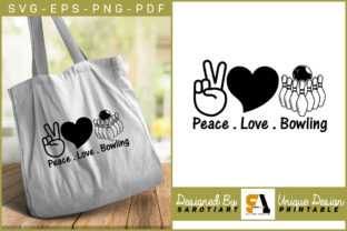Bowling Peace Love Bowling T-shirt Svg Gráfico Artesanato Por SarotiArt 3